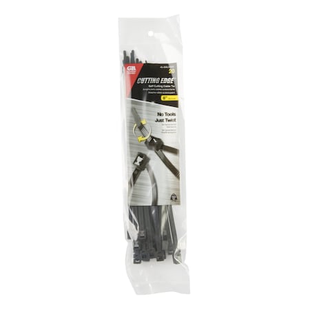 Gardner Bender Cable Tie, 8 in L, 2 in Max Bundle Dia., Black, Nylon 6/6, 50 lb Strength 45-308UVBSC